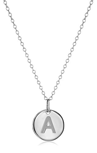 Sterling silver round disc initial "a" pendan…