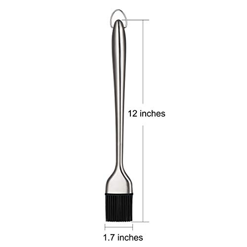 VOXLOVA Basting Brush, BBQ Grilling Pastry Brush - Food Grade 304 Stainless Steel Handles with Back up Silicone Brush Heads, for Kitchen Cooking, Marinating, Baking