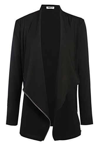 Fanala Winter Women Turn-down Collar Big Lapel Zipper Jacket Coat Outwear Tops (L, Black) Fanala Winter Women Turn-down Collar Big Lapel Zipper Jacket Coat Outwear Tops (L, Black)