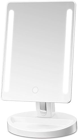 Gotofine LED Lighted Vanity Mirror/Natural Bright Light Makeup Mirror with adjustable 3.5 Inches 10x Magnification Spot Mirror, Movable & Two Power Supply Mode (White)
