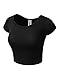 Doublju Short Sleeve Cotton Blend Solid & Printed Crop Top