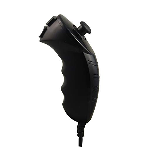 Poulep 2 Packs Nunchuck Nunchuk Controllers Jostick for Nintendo Wii Wii U Console - Black and Black