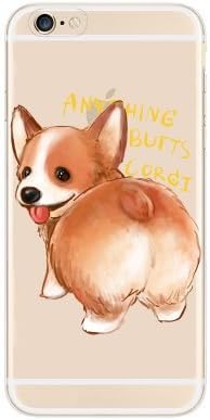 iPhone 7 Plus / 8 Plus , Colorful Rubber Flexible Silicone Case Bumper Clear Cover Case - Corgi Japanese Dog Cute Pug Series