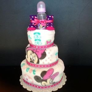 Diapering Girl 3 Tier Diaper Cake Pink Minnie Mouse Baby Shower
