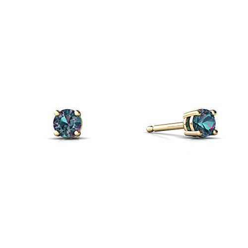 14kt Yellow Gold Lab Alexandrite 3mm Round Round Stud Earrings