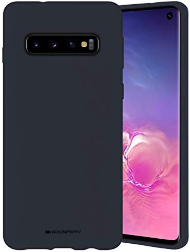 GOOSPERY Liquid Silicone Case for Samsung Galaxy S10 (2019) 6.1 inch Jelly Rubber Bumper Case with Soft Microfiber Lining - Navy Blue