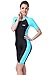 BIKMAN One-Piece Snorkeling Surfing Swim Suit Short Sleeves Plus Size Swimwear- Sun Protection (4XL(Weight:187lbs-220.5lbs), Light Blue)