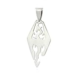 Generic the Elder Scrolls Skyrim Dragon Logo Pendant Stainless Steel Free Black Rope Chain