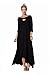 Tabeez Women's Casual Asymmetrical Handkerchief Hem 3/4 Sleeve Jersey Maxi Dress Black Medium