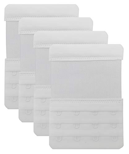 Bra Extender 4 Hook,Stretchy Soft and Comfortable Bra Strap Extender - 4 pcs Pack (White)