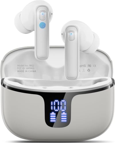 Drsaec Kopfhörer Kabellos Bluetooth 5.4, In-Ear Bluetooth Kopfhörer mit 4 ENC Mic, Kabellose Kopfhörer 40Std Bass Noise Cancelling Ear Buds, LED-Anzei