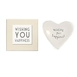 East of India Wishing You Happiness Heart Decorative Dish in Gift Box, Porcelain