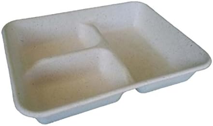 100 Count Green Wave Ovation OV-BLRT30-3 30 Oz 3-Compartment Rectangle Bowl | 100% Compostable | Biodegradable | Disposable Eco-Friendly | [LIDS SOLD SEPARATELY], RTDL-30