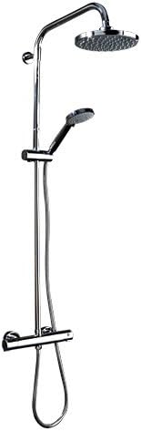 T&H Chrome Thermostatic Mixer Valve Shower Rain Kit 8 inch Round Head