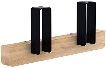 Designer Coat Rack, 4 Hooks Wall Mounted Hanger - Solid Premium Oak Wood, Unique Design by Universo Positivo, The Merlin Model (Black, Small 11/2/4.3")