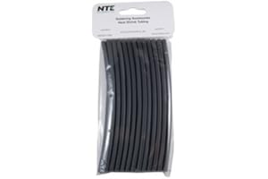 NTE Electronics 47-20406-BK Heat Shrink Tubing, Thin Wall, 2:1 Shrink Ratio, 3/16" Diameter, 6" Length, Black (Pack of 25)