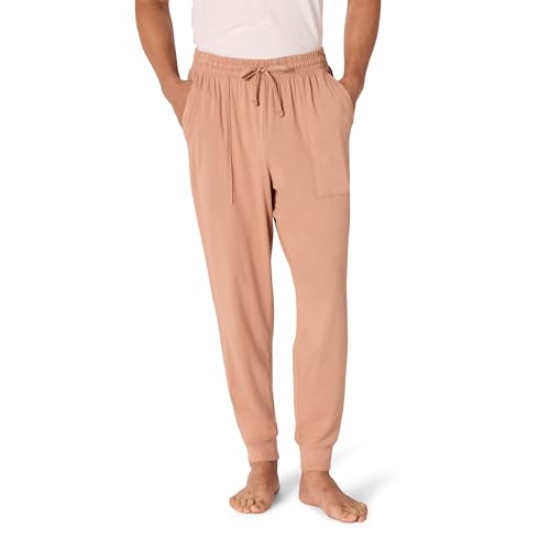 Amazon Essentials Men's Knit Cotton Blend Jogger Pajama Pants, Light Brown, X-L…