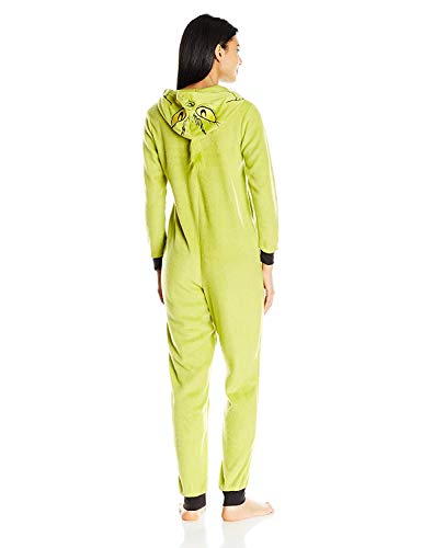 Dr.Seuss Women's Grinch Hoodie Union Suit, Green, X-Large