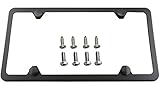 Premium Slim Style Stainless Steel License Plate Frame (4 Holes, Black UV Resistant Matte Finish)