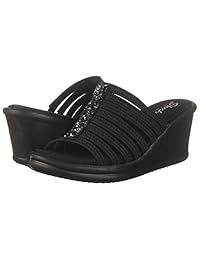 Skechers - Sandalias para mujer, diseño de cuña con purpurina, 8 M US