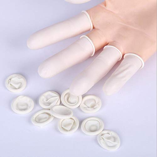 300PCS White Disposable Rubber Finger Cots Multipurpose Skidproof Anti-Static Soft Finger Gloves Dust-free Protector Cover Beauty Tools Accessories for Industry Work Beauty Nail Art Tattoo