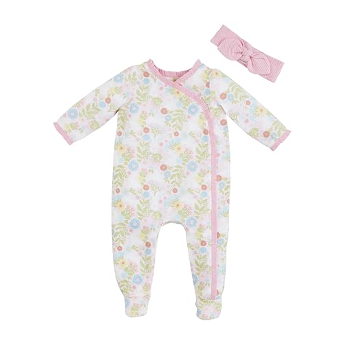 Mud Pie Baby Girl's Ruffle Bunny Print Sleeper Multi