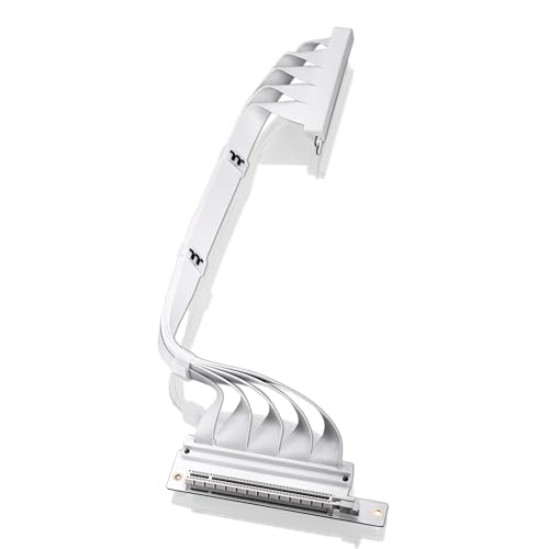 Thermaltake PCIe 4.0 Dual 90°Degree Connectors Riser Cable; White; 16Gbps High-Speed Transmission; 400mm; EMI Shielding; AC-077-CO6OTN-C1; 3 Year Warranty