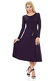 Pastel by Vivienne Women's Long Sleeve A-Line Midi Dress With Braided Tassel Belt included