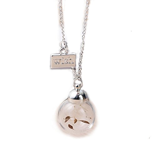 Wish dandelion clear glass ball pendant necklace silver…