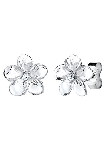 DIAMOREElli DIAMONDS Earrings Women Frangipani Blossom Floral with Diamond (0,03ct) in 925 Sterling Silver