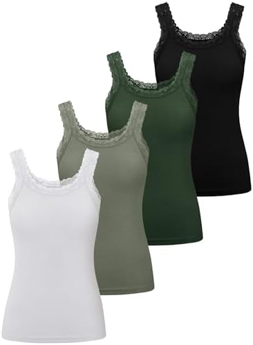 Fourluoo Women's Long Tank Tops Lace Camisole Spaghetti Strap Y2k