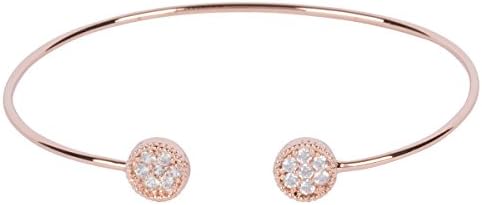 Double Round Circle Disc Bangle Bracelet Pave Cubic Zirconia
