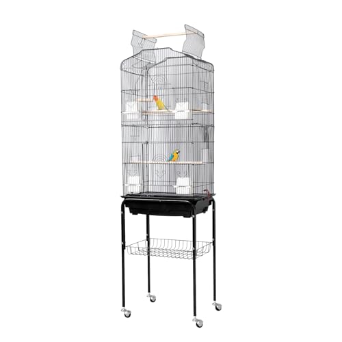 MilleLoom Play Open Top Medium Small Bird Cage with Detachable Rolling Stand Ha…