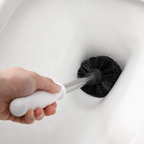 Glendan 2 Pack Toilet Brush and Holder Upgraded Modern Design with Kinsky Strong Bristles,Bathroom Toilet Bowl Brush Set,Toilet Cleaning Brush Kit (White)