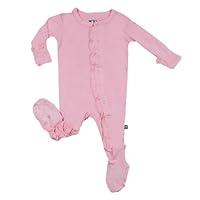 KicKee Pants Baby-girls Newborn Ruffle Footie, Lotus, 3-6 Months