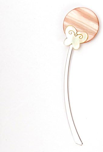 Mother of Pearl Carved Round Butterfly Planet Jupiter Design Circle Metal Charm Bookmark Page Marker