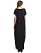 Verdusa Women's Short Sleeve V Neck Side Pockets Split Hem Loose Long Maxi Dress Black S