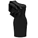 Bodycon4U Women's One Shoulder Ruffle Sleeve Ruched Bodycon Party Club Dress Black 2XL