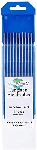 TEN-HIGH WC20 Grey Cerium Tungsten Electrodes TIG Welding 2.4mm x 150mm 10pcs view 3
