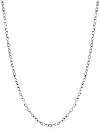Precious Time Jewelry O Shape 925 Sterling Silver Chain Necklaces 18K White Gold Plated 40CM 16"