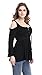 Mooncolour Womens 3/4 Sleeve Hollow Out Casual Loose Solid Blouse Tops 0705_black US Large