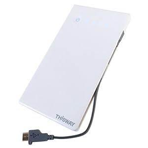 THISWAY モバイルバッテリー4040mA Panasonic製セル使用 Micro USBケーブル一体型