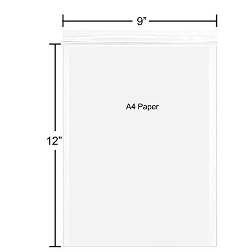 100 Pack 9" x 12" Resealable Poly Ziplock Bags Bulk, Reclosable Plastic Bags for Shipping, 2 Mil