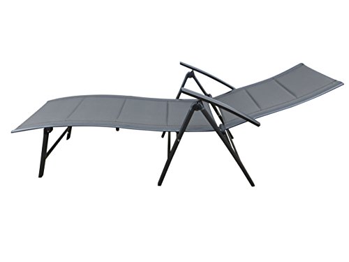 Pure Home & Garden Extra hohe Luxus Aluminium Gartenliege NOX Padded anthrazit, gepolstert, klappbar und mehrfach verstellbar – Bild 4