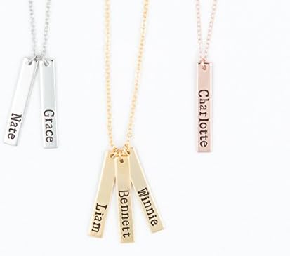 Personalized Vertical Metal Bar Name Necklace for Mom Grandma Gift for Her