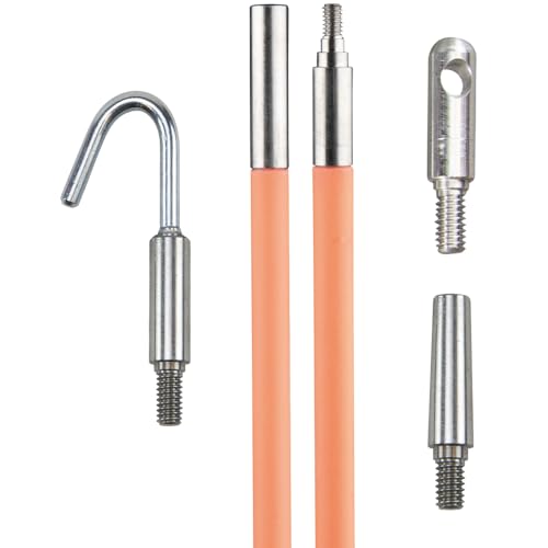 Klein Tools 50103 Lo-Flex Glow Fish Rod with Splinter Guard Coating and Adapter for Easy Addition of Mid or Hi-Flex Rods, 10-Foot