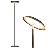 LED Floor Lamp,Dimmable Tall Floor Lamps,Industrial Floor Lights Standing Modern Pole Light,TECKIN Touch Control Reading Light for Living Rooms Bedrooms Offices,3000K Warm White, 20W, Black