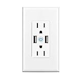 Smart Outlet Plug,Wifi USB Wall Outlet,Compatible with Alexa, Google Home & IFTTT,Receptacle with usb Ports,Duplex Receptacle Socket