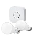 Philips Hue White A19 Starter Kit with two A19 LED light bulbs and bridge (hub), Works with Alexa