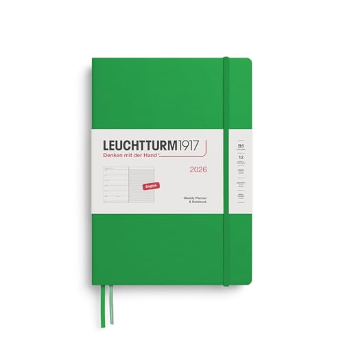 LEUCHTTURM1917 372646 Weekly Planner & Notebook Composition (B5) 2026 Hardcover, 12 Months, Spring Leaf, English